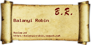 Balanyi Robin névjegykártya